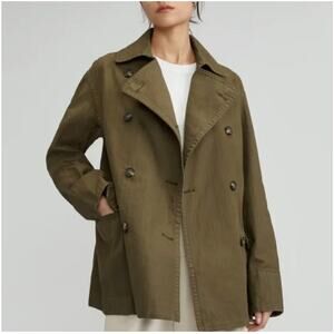 Everlane Organic Cotton Herringbone Jacket Olive Green Womens Size Medium